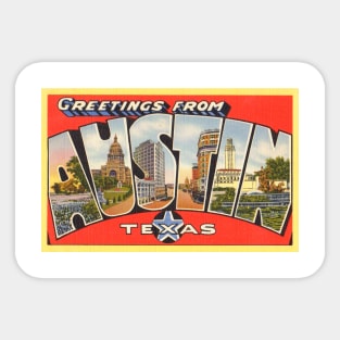 Greetings from Austin, Texas - Vintage Large Letter Postcard Sticker